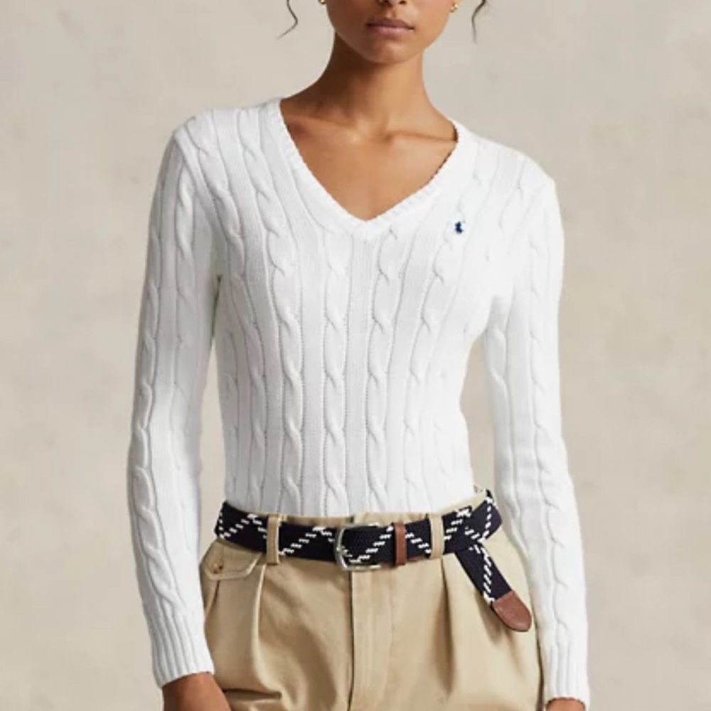 Ralph Lauren Sport Cable-Knit Cotton V-Neck Sweater